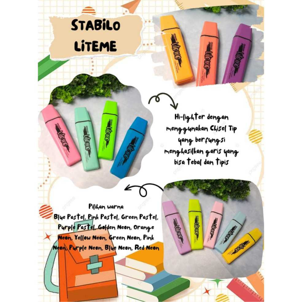 

Highlighter Standard Pen Lite Me Square Warna Pastel/ Stabilo Lite Me