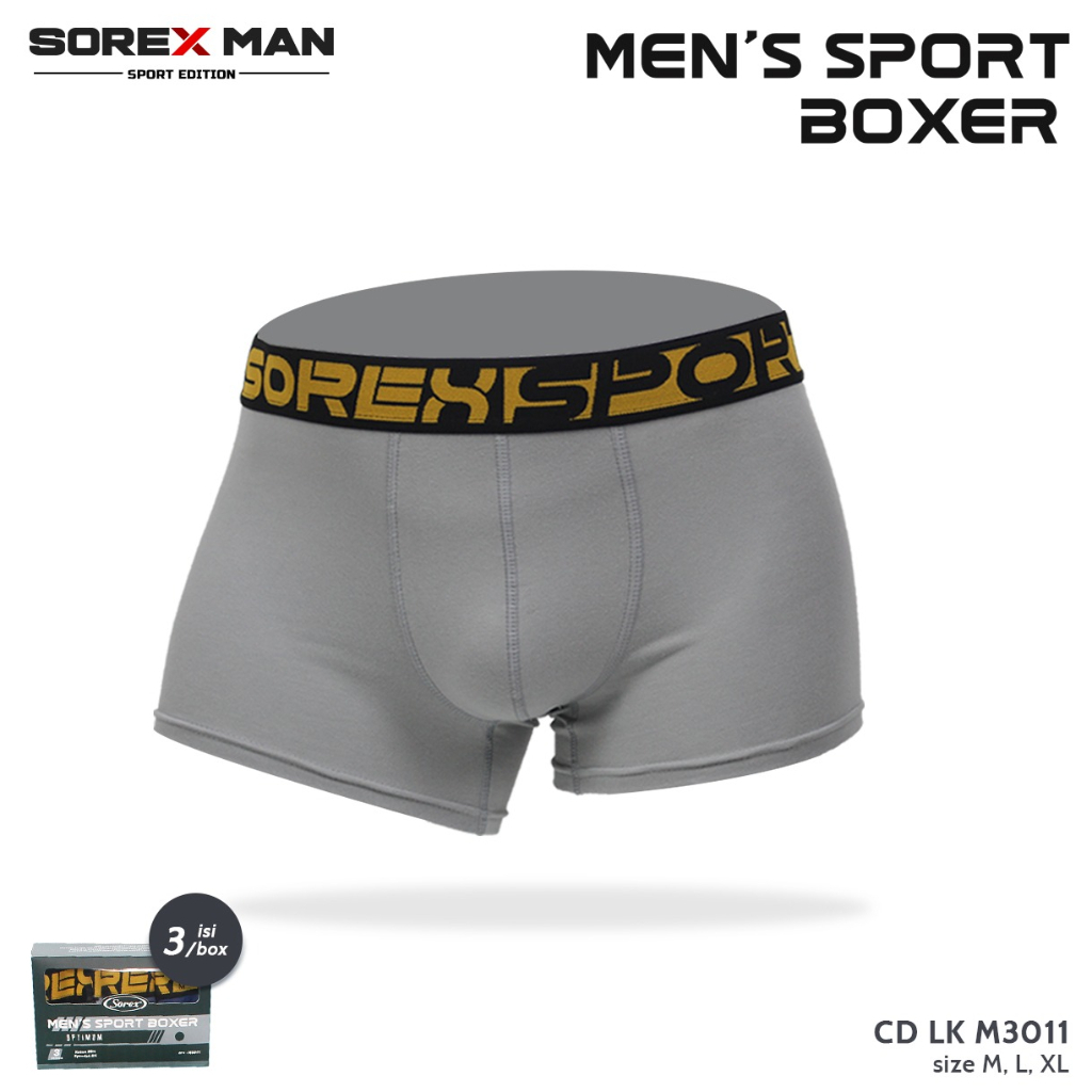 (3 PCS) Sorex Man Boxer Sport Pria Celana Dalam Optimum Katun CD 3011