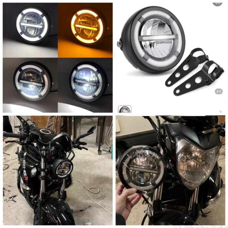 Lampu jeep daymaker led plus breket dan sen variasi rx king megapro thunder cb 150 tiger dll / lampu