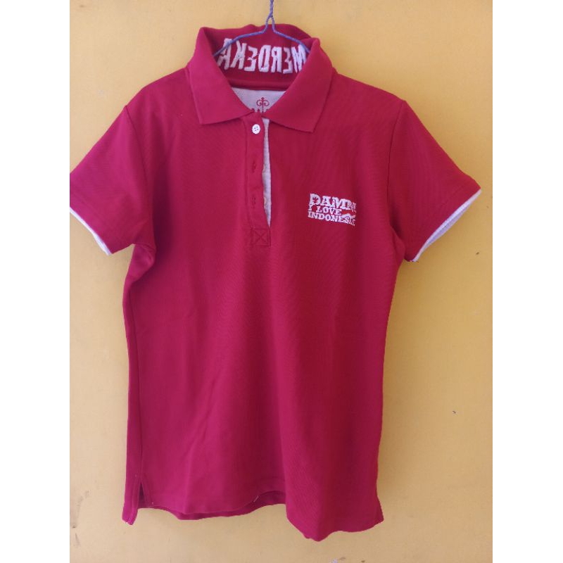 BAJU POLO WANITA DAMN I LOVE INDONESIA ORIGINAL PRELOVED