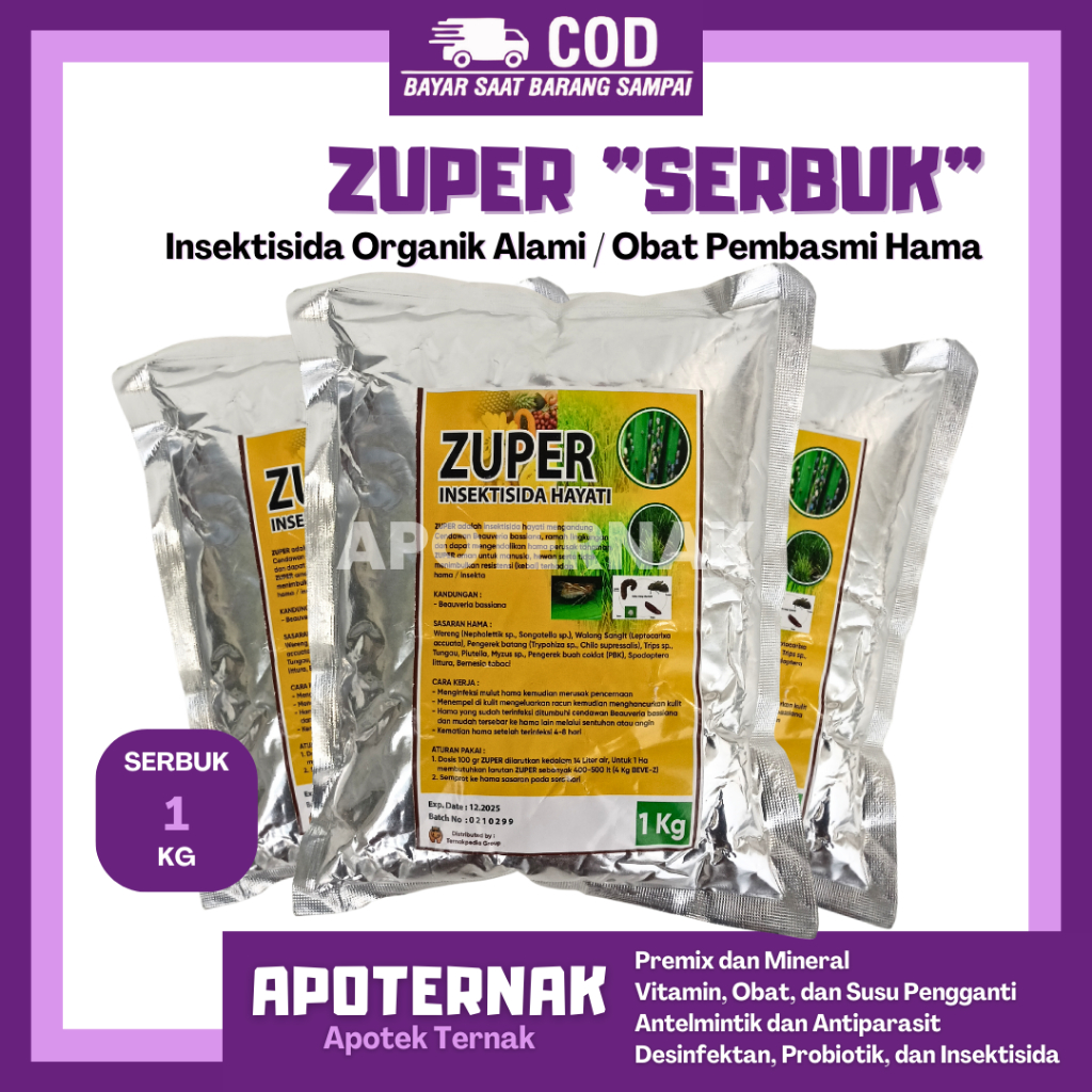 Insektisida ZUPER Bubuk 1 Kg | Insektisida Organik - Insektisida Hayati - Pembasmi Hama Pertanian - 