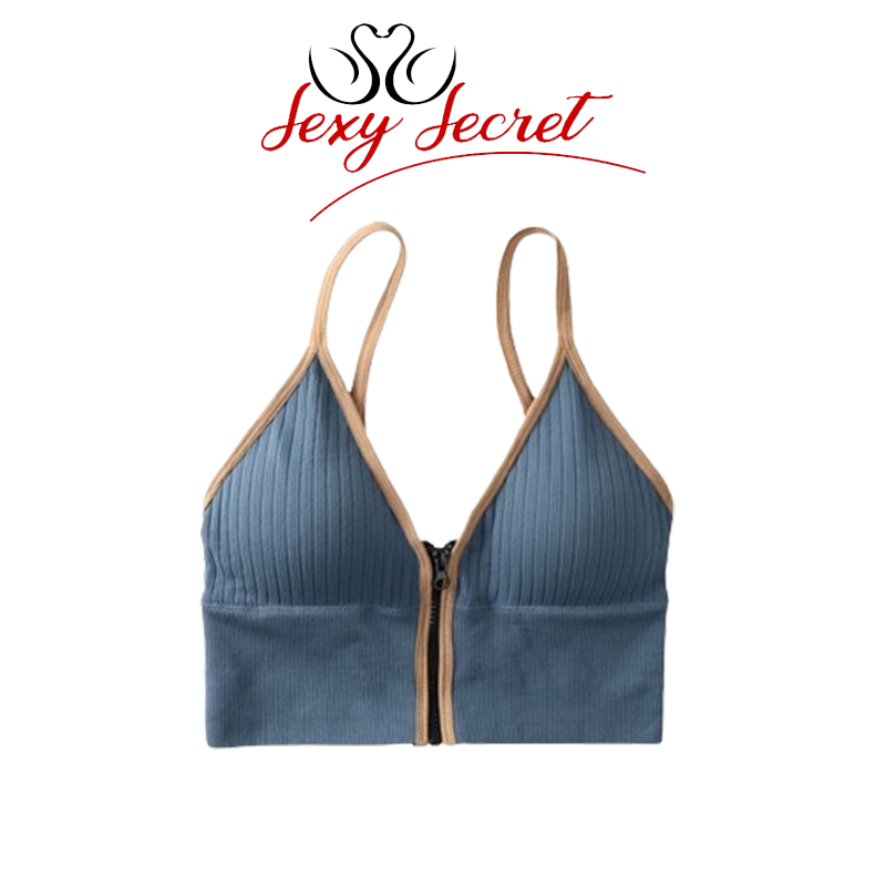 Sexy Secret B423 Sport Bra BH Korea Wanita Model Resleting Tank Top Bra with Zipper Style COD