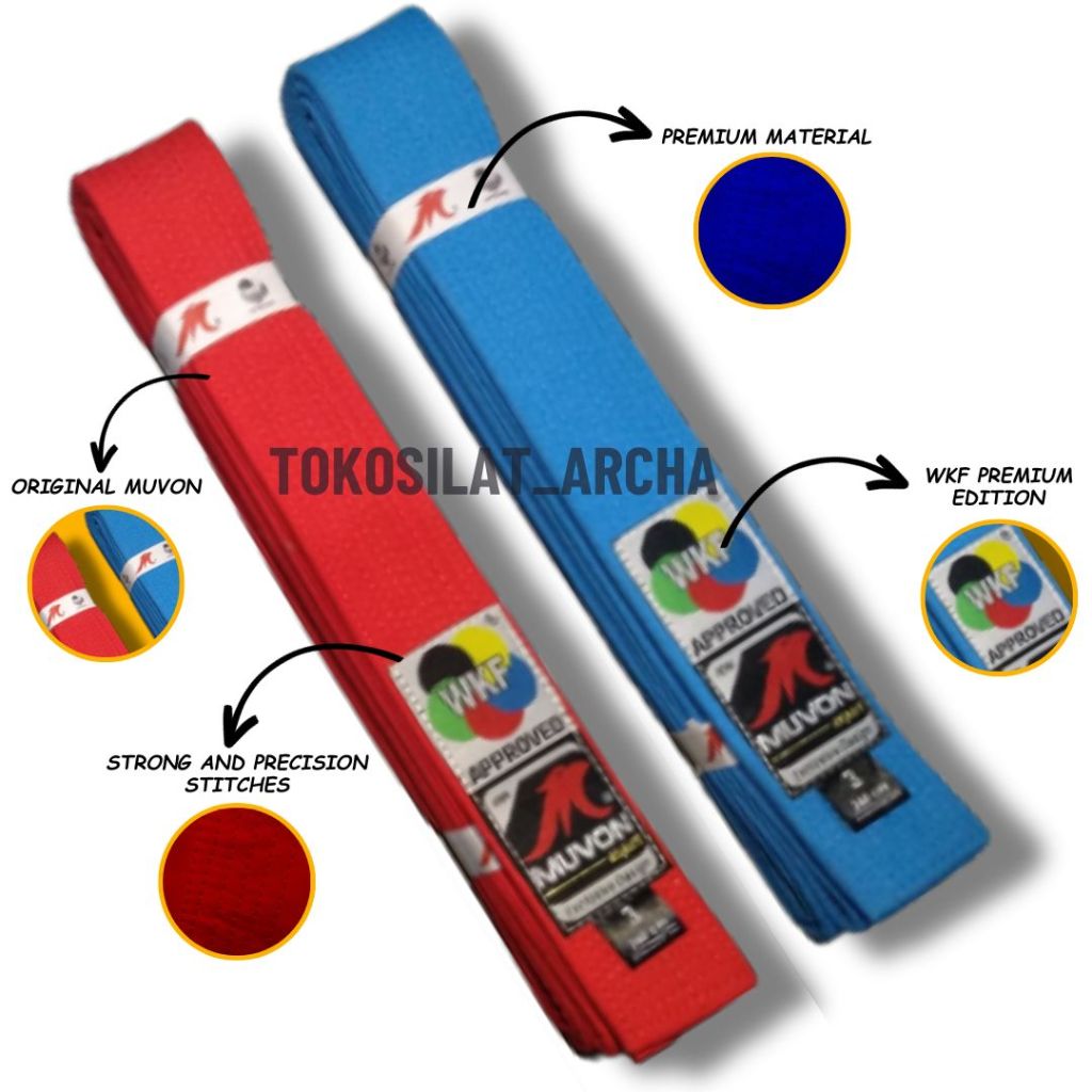 SABUK KARATE KATA MUVON WKF APPROVED ORIGINAL / SABUK WKF APPROVED