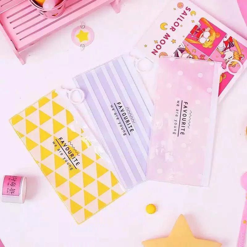Tempat Pensil Zipper Transparan Tempat Kosmetik Zipper
