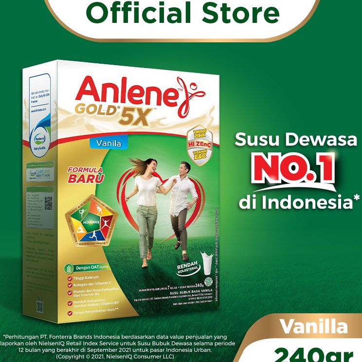 

[KODE BRAE9] Anlene Gold 5X Susu Bubuk Dewasa Vanila 240g - Nutrisi Tinggi Kalsium Untuk Tulang, Sendi, dan Otot