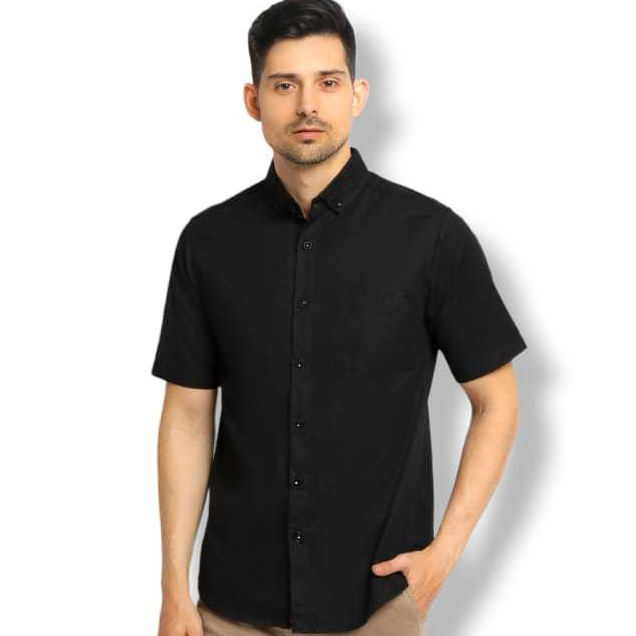 kemeja lengan pendek Hitam Abu Biru muda Hem pria Baju Cowo Distro Pakaian laki-laki