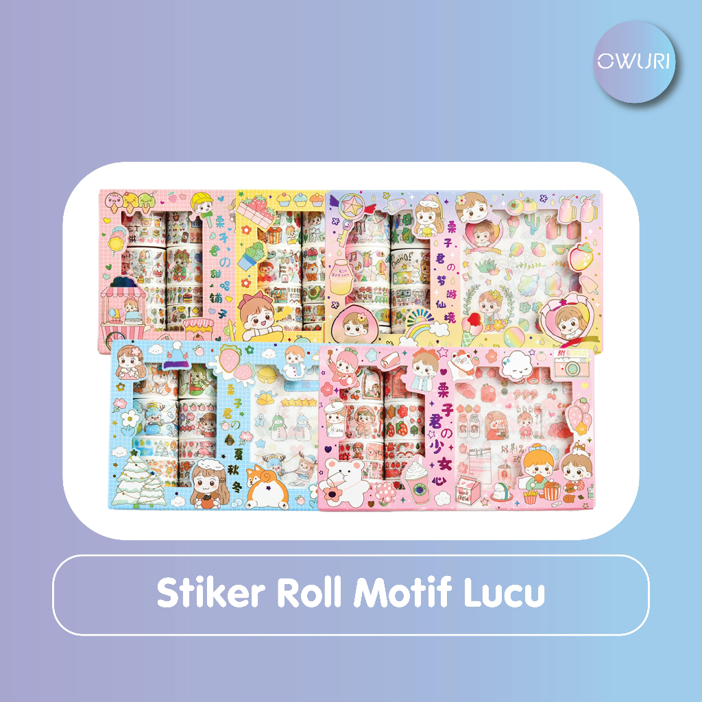 

Owuri Stiker Momo Washi Tape Roll / Washi Tape Roll Masking Sticker / Stiker Momo Hadiah Scrap Book