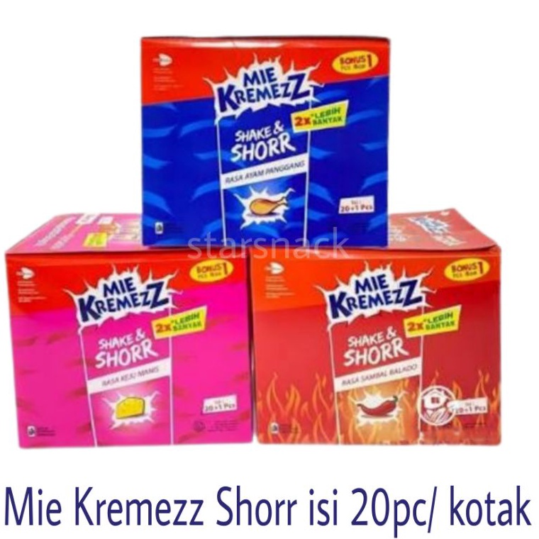 

[KODE PRODUK 9N6GT4065] Mie Kremezz Shorr isi 20bj/kotak