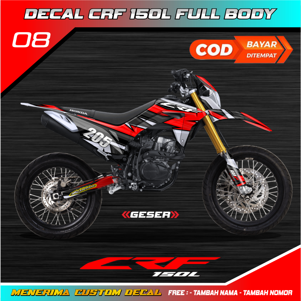 Stiker Decal Crf 150 L Full Body Supermoto Merah
