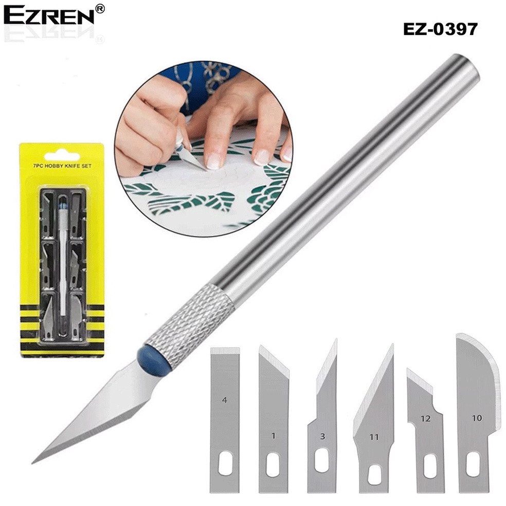 

Stok Banyak Ezren EZ-0397 Hobby knife Set ( Pisau Acrylic Set ) 7 in 1 Pisau Ic ht0lj