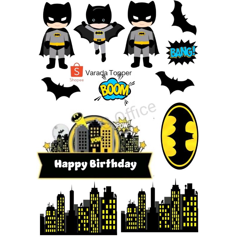 Topper Cake Tema BATMAN Free Request Nama/Hiasan Kue Ultah Batman