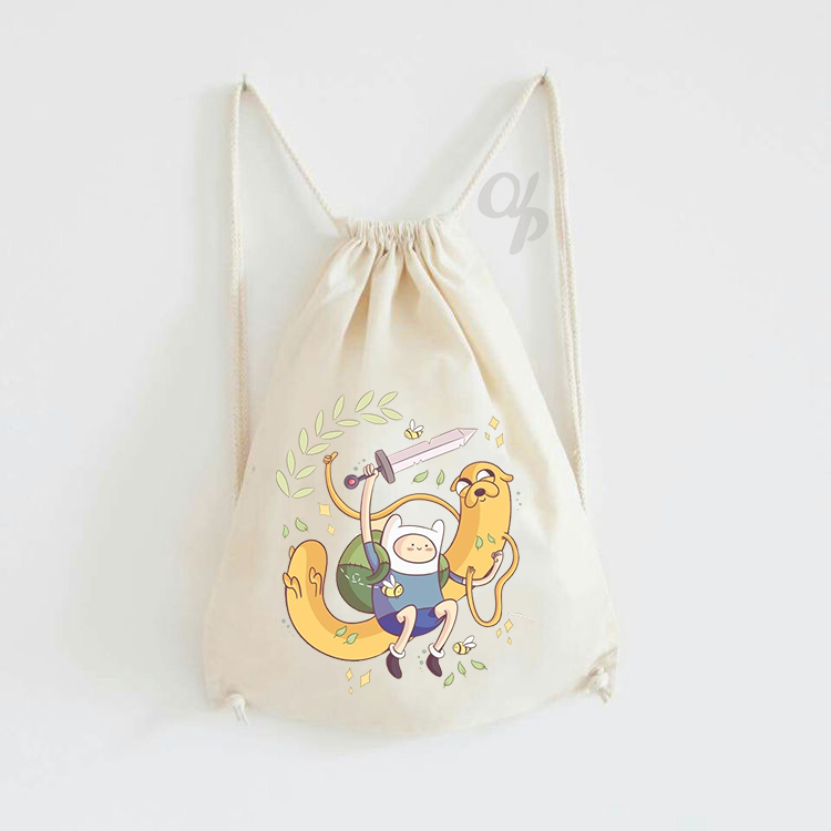 Tas Serut Kanvas Motif Adventure Time / DRAWSTRING BAG UNISEX MURAH