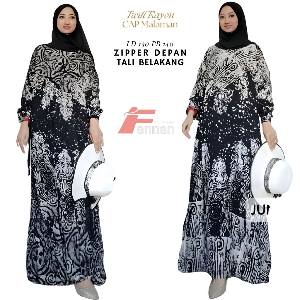 Fannan Batik - Gamis Batik Wanita Modern Jumbo Bahan Rayon Twill Premium CAP Malaman Madongan
