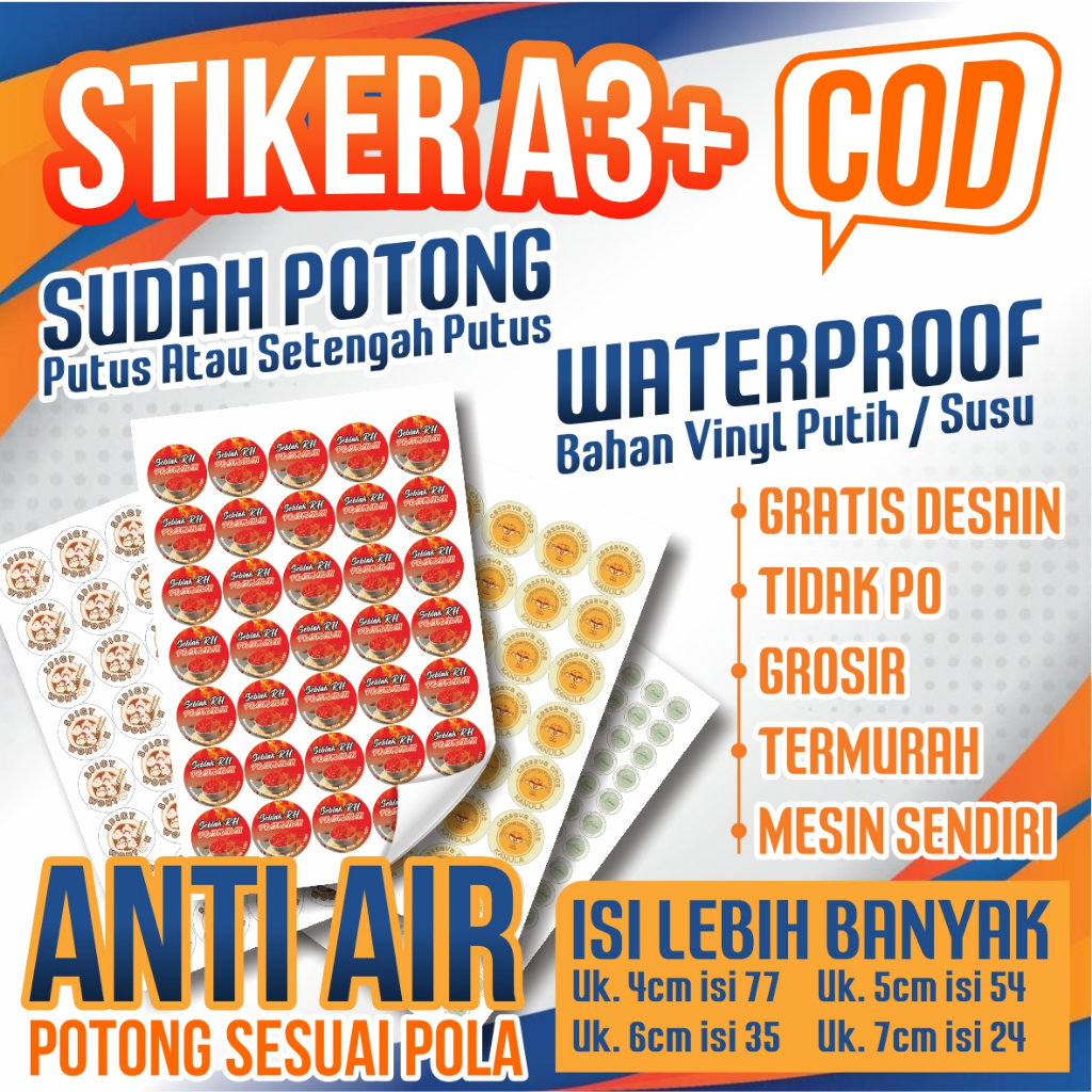

Cetak Stiker A3+ , Stiker Anti Air, Label Produk,