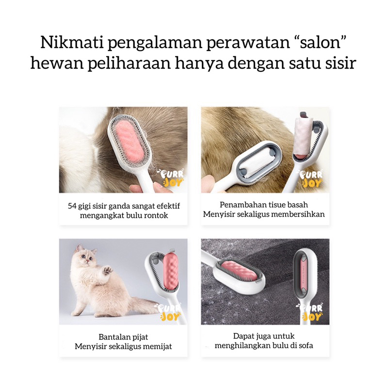 PURRJOY Sisir Spa Hewan Peliharaan Anjing Kucing / Sisir Penghilang Bulu Rontok Anjing Kucing / Sisir Anjing Kucing / Pet Brush