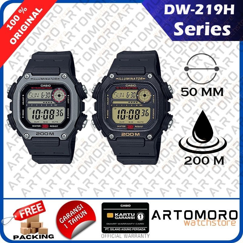 Casio Original DW-291H-1A / 9A DW-219H Series 1A Jam Tangan Sport Pria Digital Karet Hitam