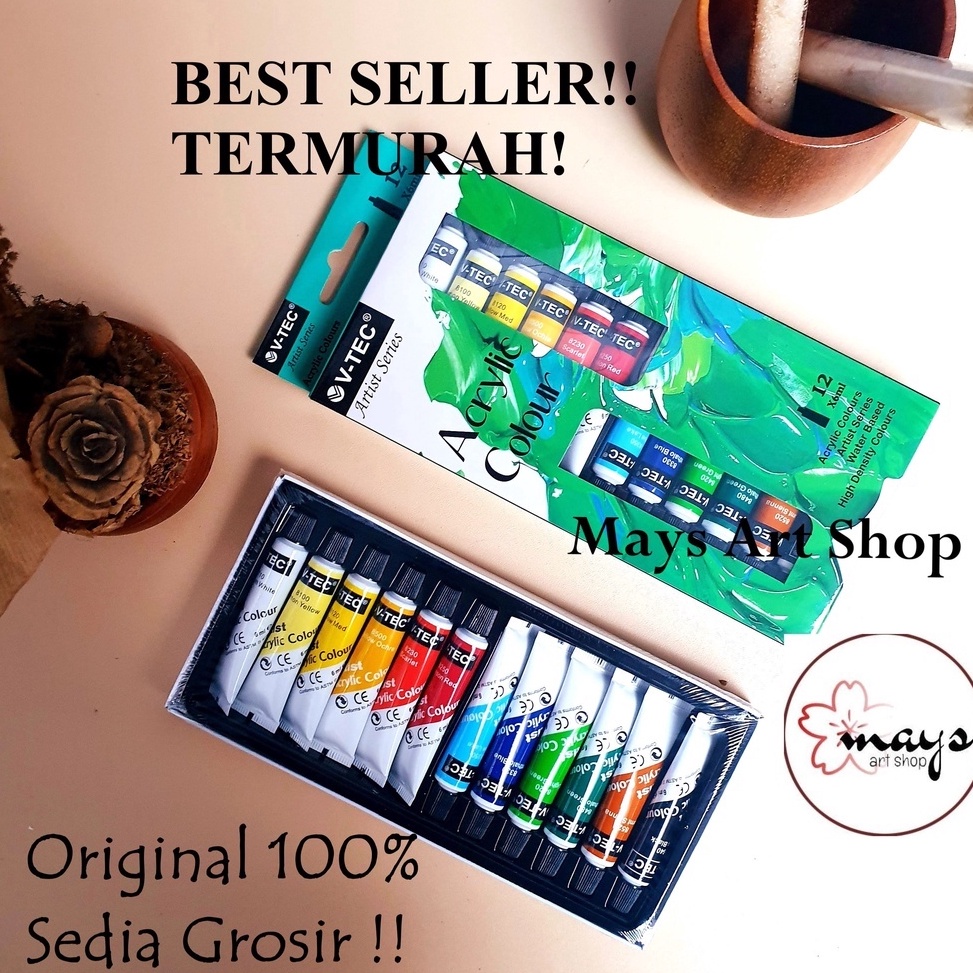 

[PRODUK LBEZZ39] Cat Lukis Akrilik Set Isi 12 Warna V-Tec / Acrylic Paint Color V tec Series 12 x 6 ml Colour / Cat Acrilic Kanvas Vtec 6ml 12x6 Anak / Profesional Murah 9561