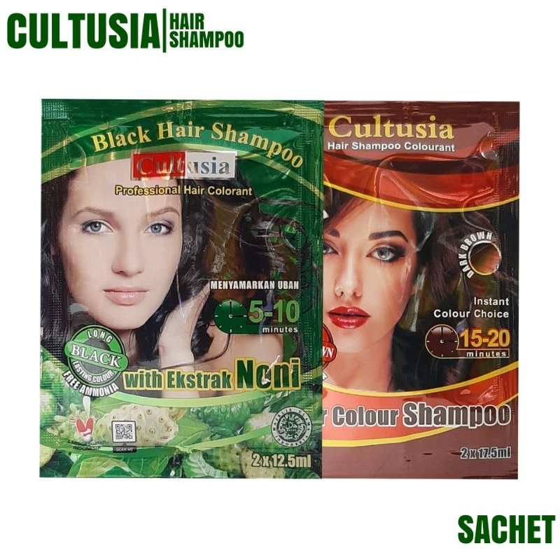 Cultusia Hair Color Shampoo Black & Dark Brown 25ML BPOM (Satuan)