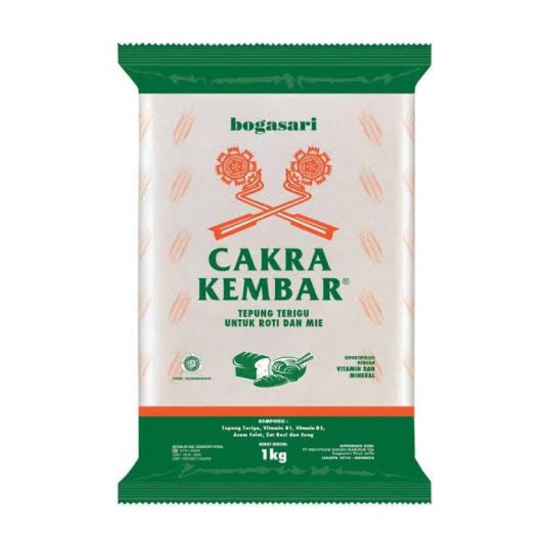

[♥M22/] Tepung Terigu Cakra Kembar Bogasari 1 kg Protein Tinggi [58]