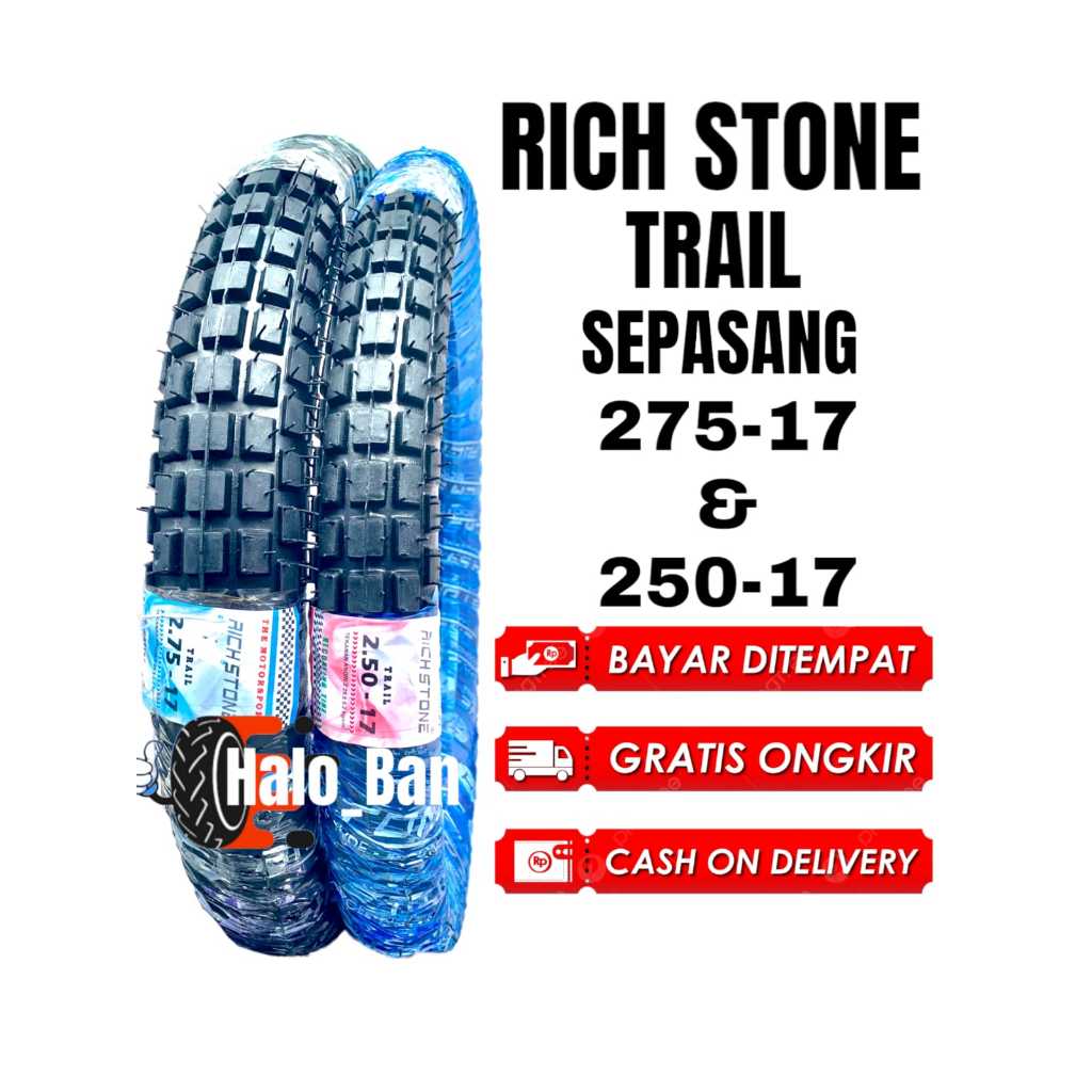 SEPASANG BAN MOTOR TRAIL 275-17 DAN 250-17 BAN MOTOR TRAIL RING 17