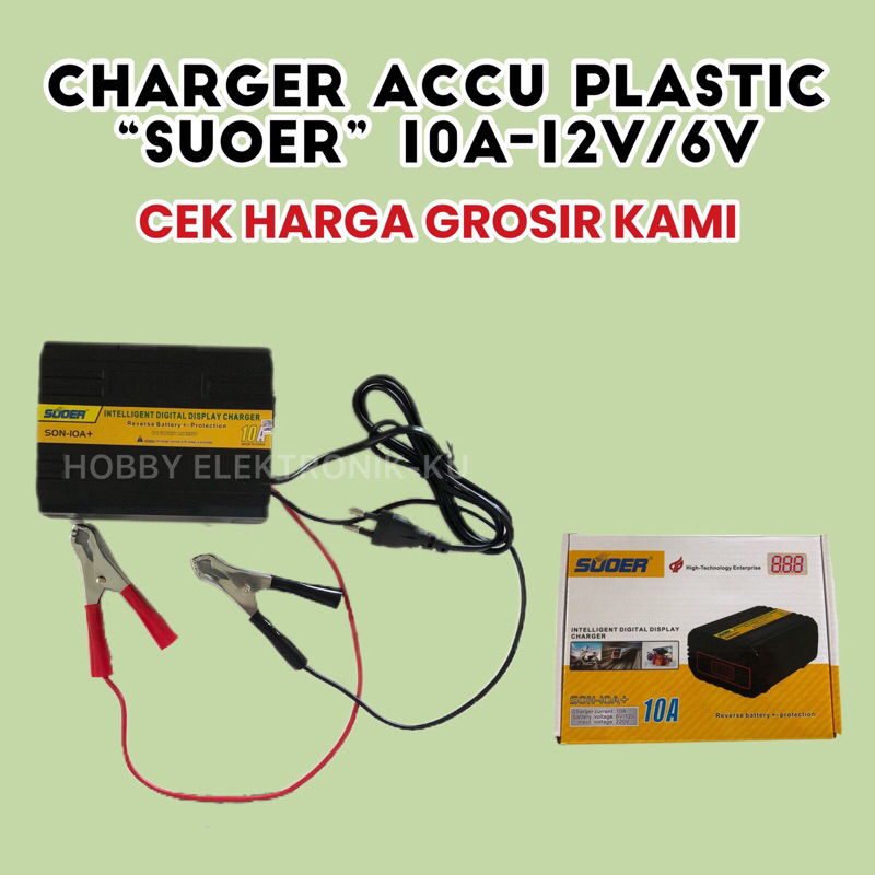 CHARGER ACCU PLASTIK “SUOER” 10A-12V/6V