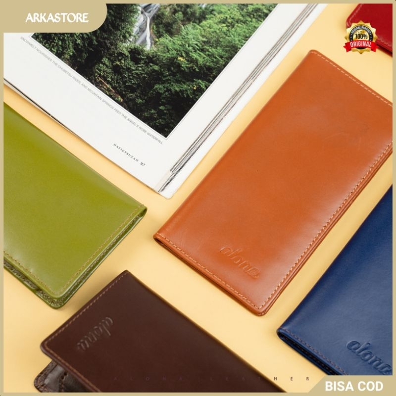 Dompet Lipat Wanita Panjang Tipis Premium Kulit Sapi Asli ALONA AURELIA Wallet Banyak Ruang Elegan L