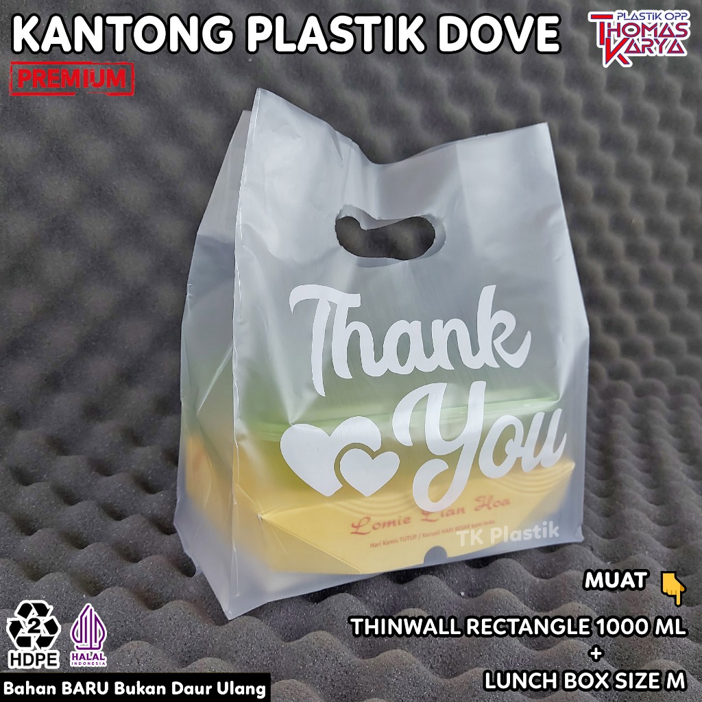 

ECER Plastik Dove 20x30 Motif THANK YOU PUTIH Kantong Softhandle Bingkisan Snack/Tas Souvenir Ultah