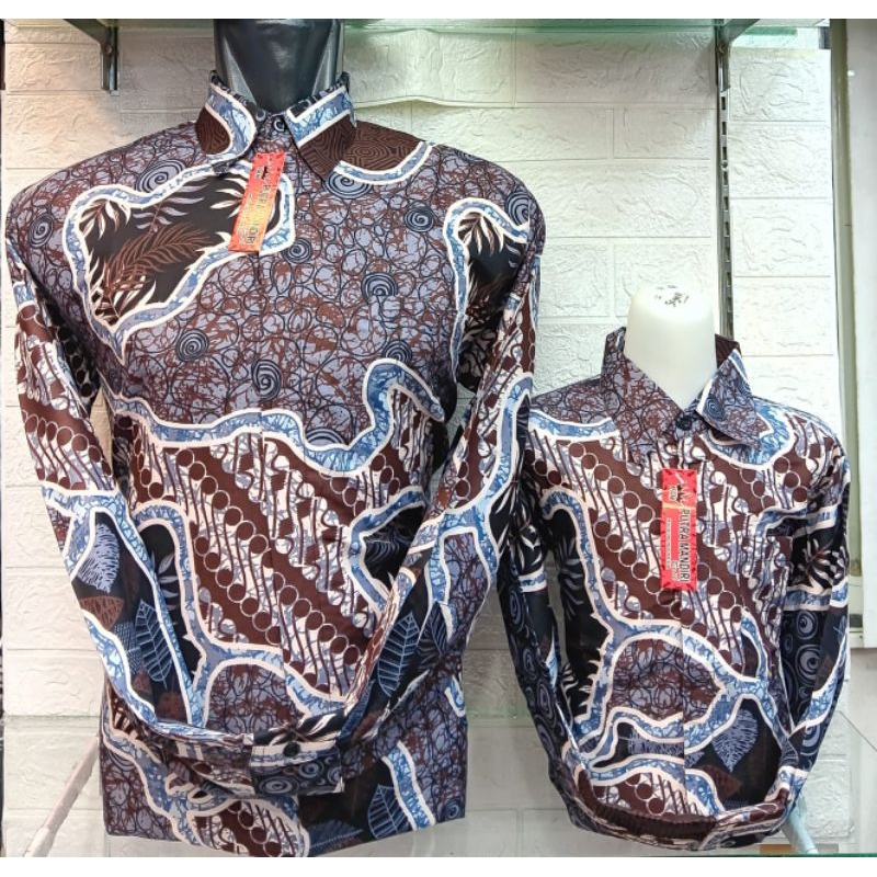 Grosir Batik Jakarta,Couple Batik Ayah dan Anak Laki Laki,Cowok,Pria,Putra Katun Premium Lengan Panj