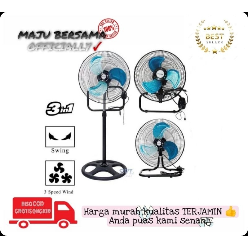 MB - Kipas Angin Besi 3 In 1Multifungsi 18 Inch / Kipas Angin Turbo / Kipas Angin Dinding / Stand Fa