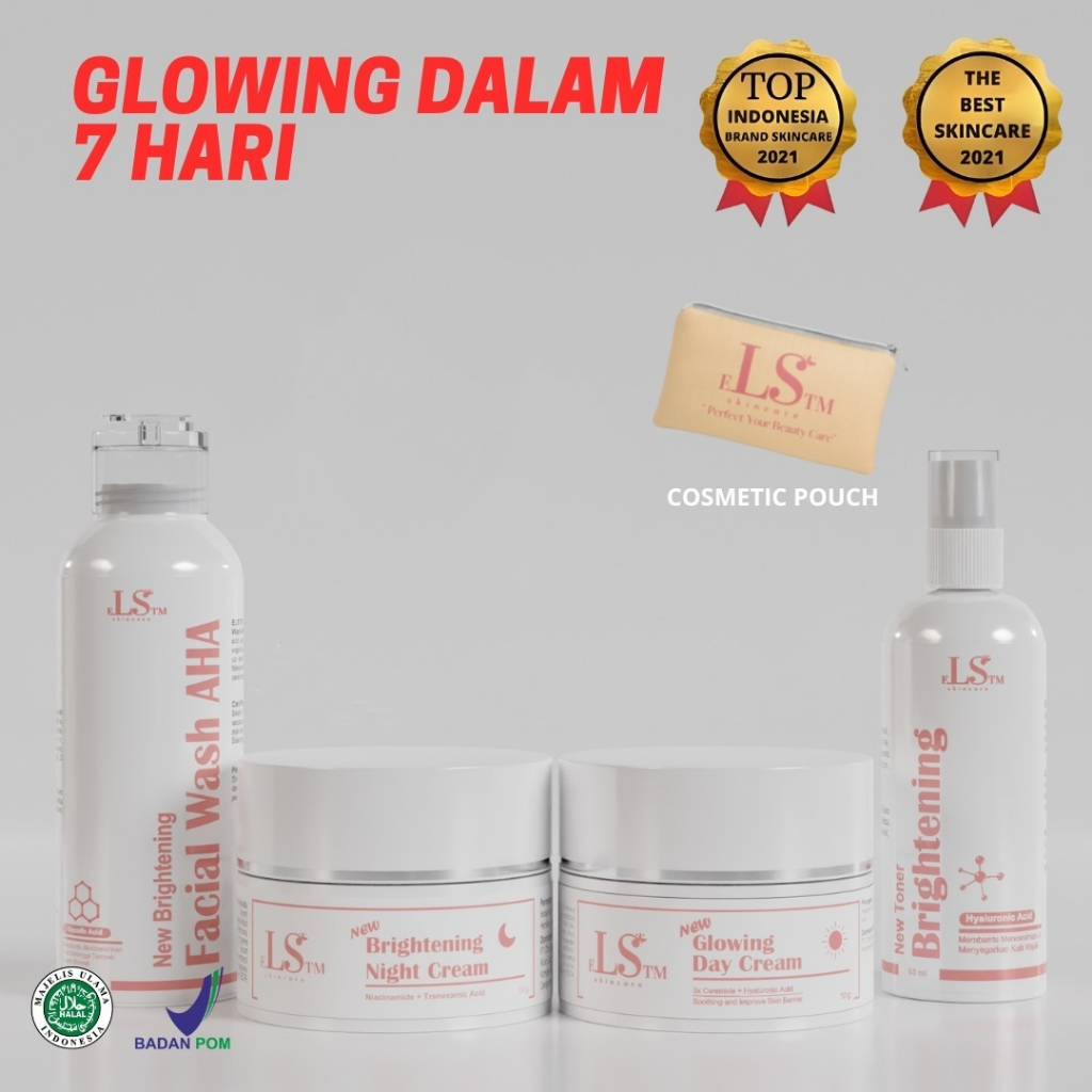 LS SKINCARE Paket Lengkap Series Kulit Susah Putih Whitening Glowing Brightening Krim Pemutih Wajah 