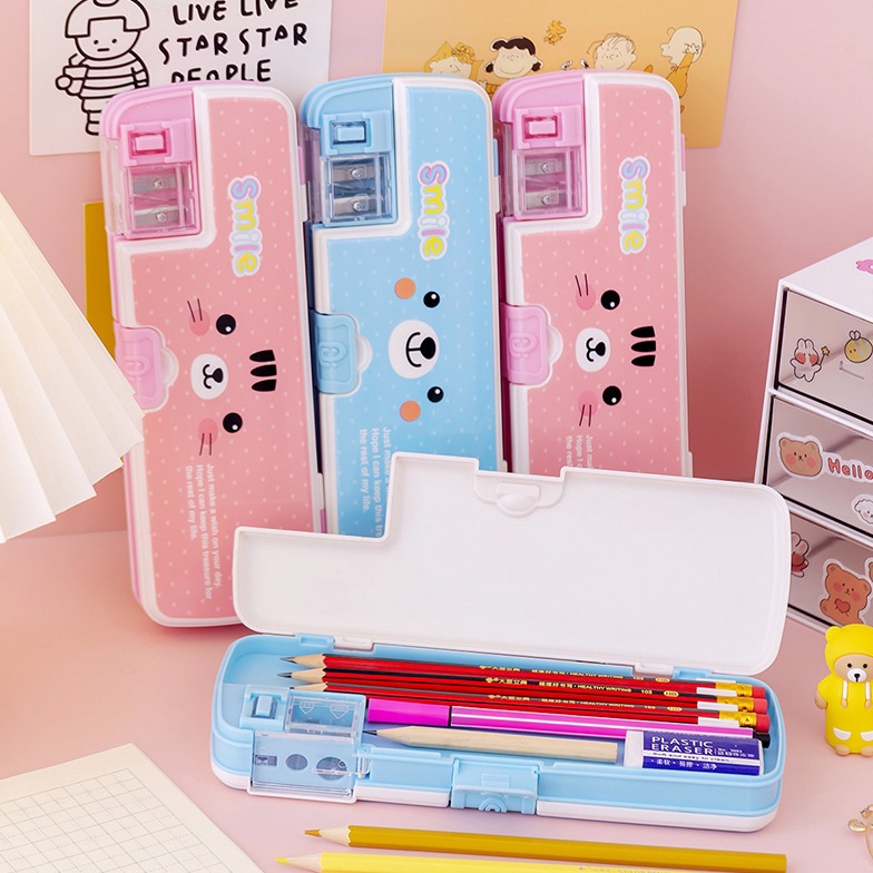 

79 Kotak Pensil Pencil Case Double-Layer Multifungsi Alat Tulis Sekolah Lucu Kapasitas Besar ➭Best Product