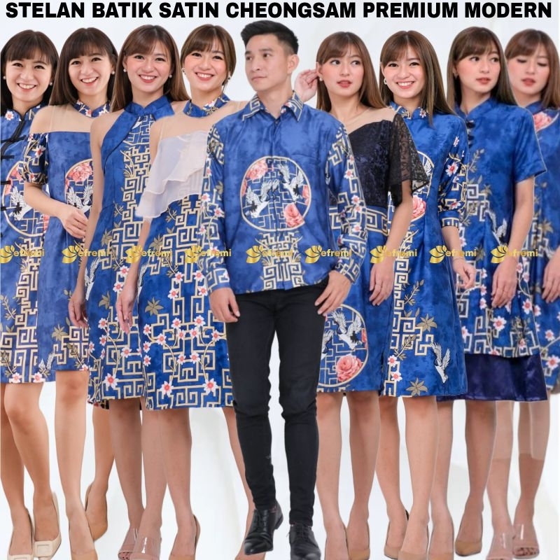 SET KONDANGAN STELAN COUPLE SERAGAM CHEONGSAM DRESS WANITA DRESS BATIK MODERN MURAH/DRESS SANGJIT/DR