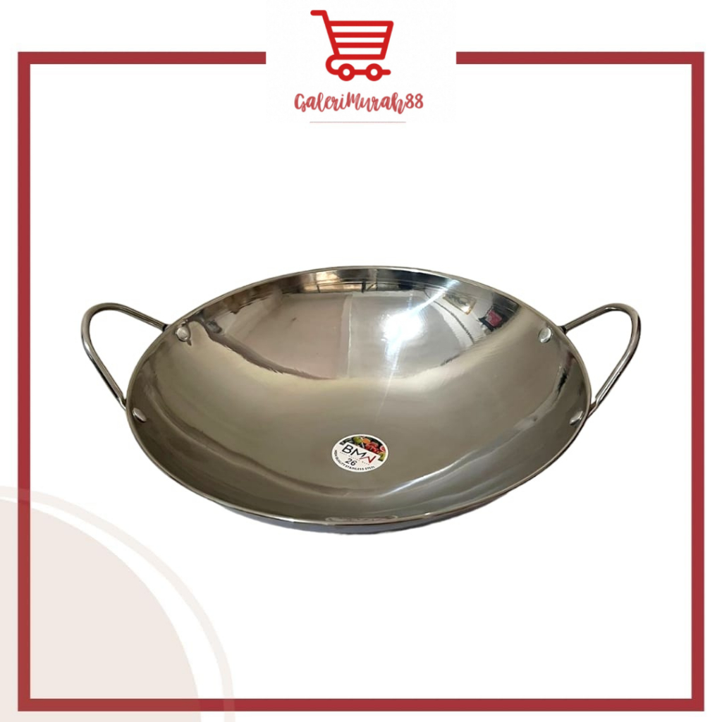 Wajan Mini Stainless steel BMW / Wajan Penggorengan Kuali Mini Wok Pan Katel Bar Stainless Steel Waj