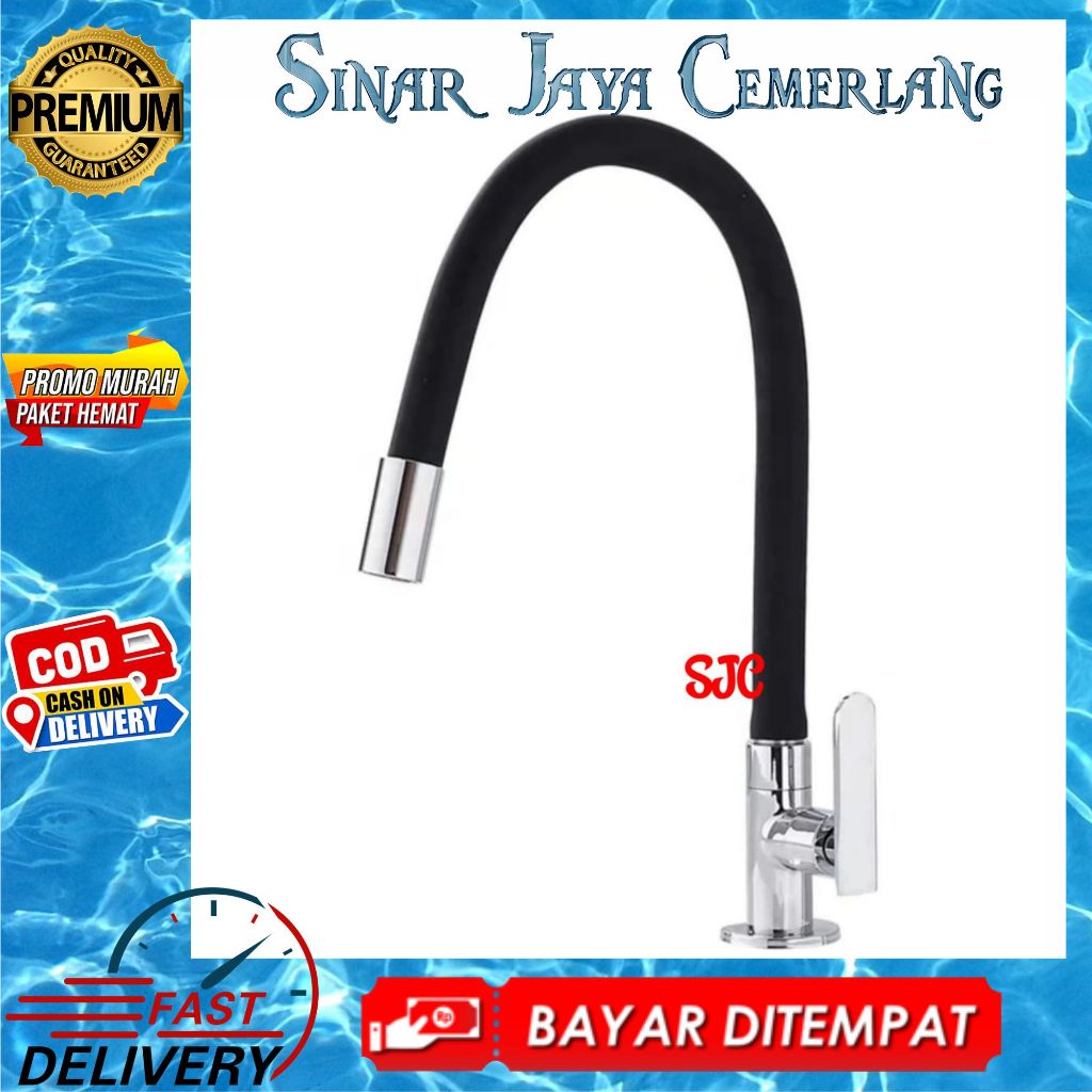 Keran Angsa Pipa Hitam Rubber - Kran BCP Engkol Rubber - Keran Angsa Cuci Piring