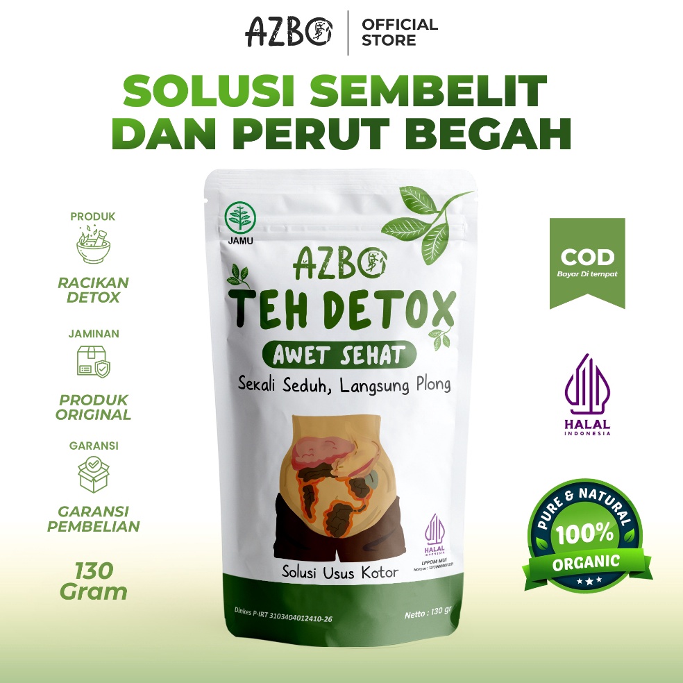 

90 AZBO Teh Detox Pembersih Usus Awet Sehat Atasi Sembelit dan Detox Usus Kotor dan Racun | Minuman Pelangsing Alami Untuk Teman Makan Untuk Detox Usus dan Pencuci Pencernaan 3360