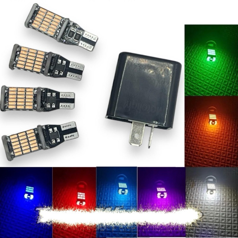PAKET KOMPLIT LAMPU LED SEIN MOTOR T10-T15 45 LED 6 WATT | FLASHER SEN | SEIN DAJJAL SUPERTERANG | S