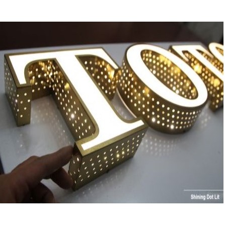 Huruf Timbul Dot Letter Sign Akrilik Stainless  Custom 3D + Lampu LED Bisa Menyala