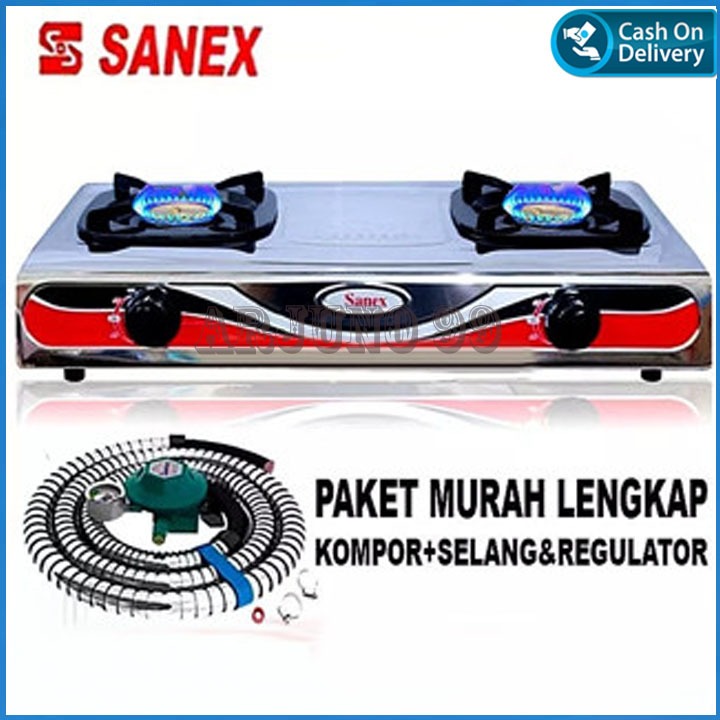 Kompor gas 2 tungku Sanex + FREE Selang gas regulator NEW PROMO