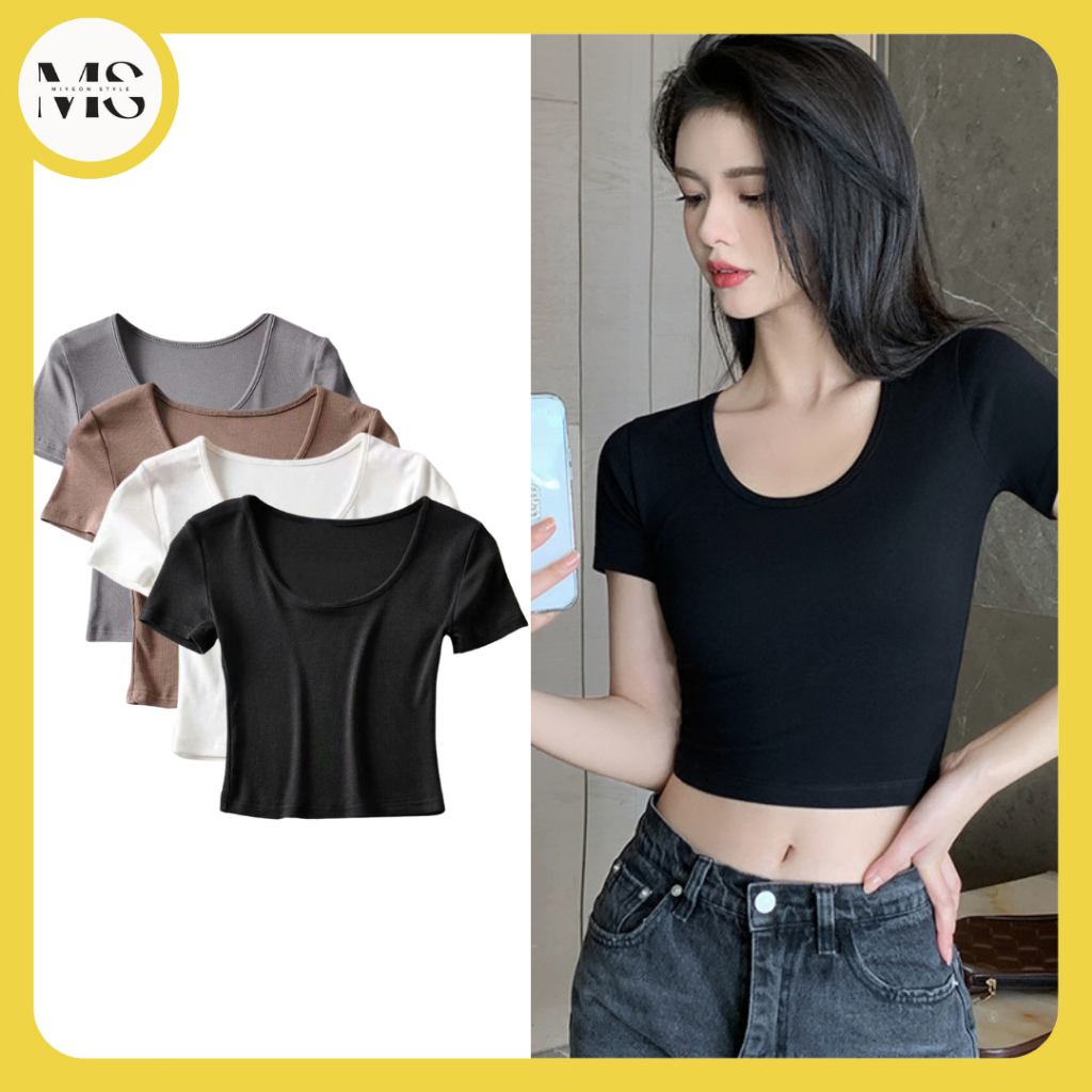 *Miyeon* 282 Baju Wanita Korean Sexy Crop Top Kaos Crop Tee Baju Atasan Wanita