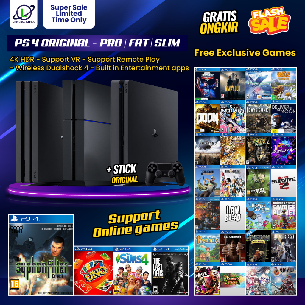 PS4 Original OFW Game Permanen  Fat / Slim / Pro - Playstation 4 Sony Like New Garansi Toko 12 Bulan