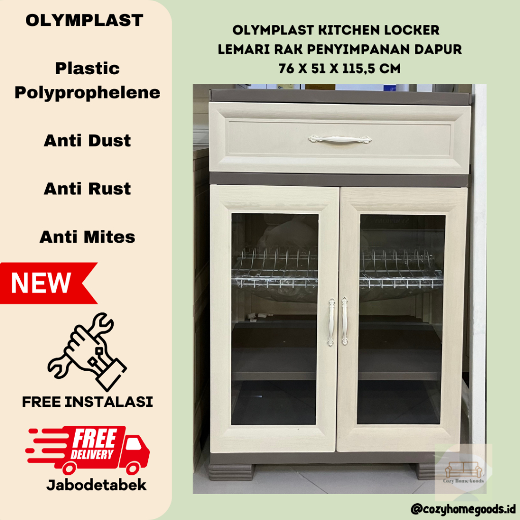 Lemari Plastik Rak Dapur / Olymplast Kitchen Locker - OKL / Rak Dapur / Kabinet Dapur / Tempat Penyi