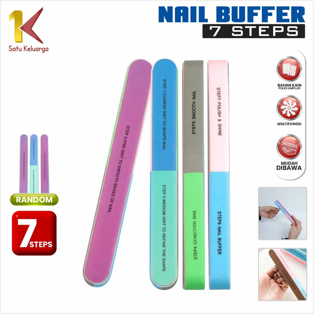 Satu Keluarga Nail Buffer 7 Steps K162 Alat Kikir Kuku 7 Sisi Perawatan Pengkilap Kuku Amplas Kikir 
