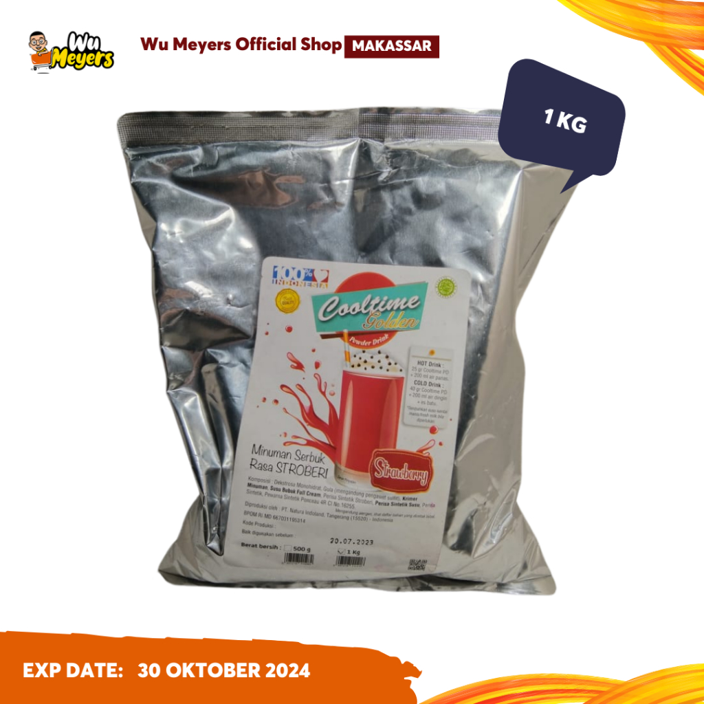 Cooltime Strawberry 1kg - Minuman Bubuk Instan Rasa Stroberi - Wu Meyers Makassar
