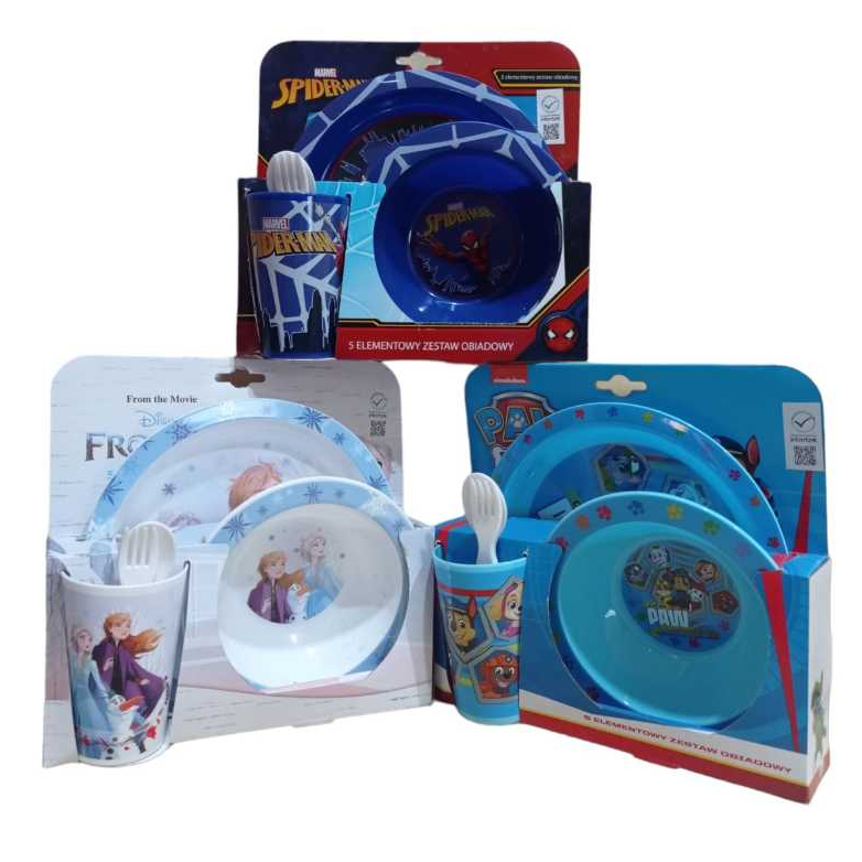 Set Alat Makan Anak Plastik Piring Mangkok Gelas Sendok Garpu