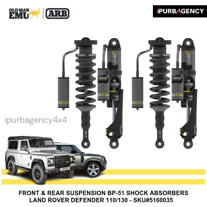 ARB - OME Tipe ByPass 51 BP51 Shock/Suspensi Front & Rear: 3" Lift for Defender 110/130