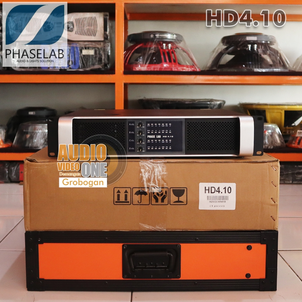 Power Phaselab HD 4.10 Class H 4 x 1000 Watt 8 Ohm Power Amplifier 4 Chanel Bonus Packing Kayu