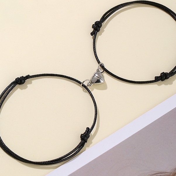 Gelang Magnet Couple Tali Hitam Polos Korea Murah