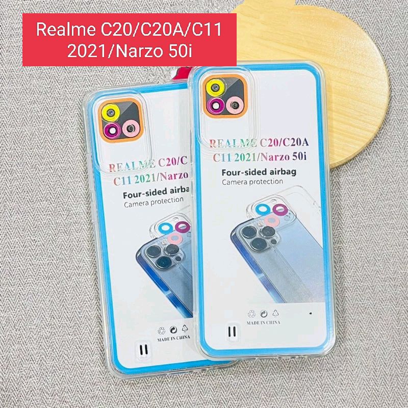 Case AIRBAG Realme C11 Biasa , C11 2021 / C20 / Narzo 50i Softcase Camera Protection Casing TPU Bening transparan