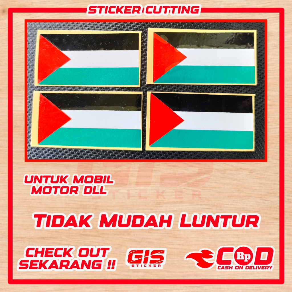 Stiker Cutting Bendera Palestina Palestine Untuk Mobil Motor Laptop HP dll