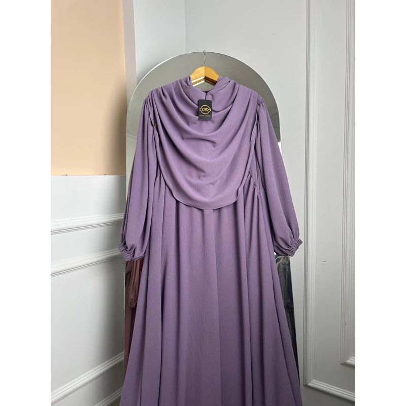 GAMIS CRINKLE SET HIJAB KEKINIAN VIRAL TERBARU-Lavender